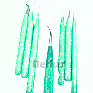 Pinzas para pestañas de copo de nieve con brillo esmerilado, Punta puntiaguda de precisión recubierta de Gel, herramienta de pestañas sostenible de acero inoxidable anticorrosivo - Product Image 2