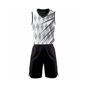 Desain terbaru cetakan tersublimasi grosir Jersey basket disesuaikan seragam basket pemuda reversibel
