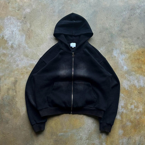 <b>Black</b> <b>Zip</b> <b>Up</b> <b>Hoodie</b> Oversized Streetwear Cotton Fleece <b>Hoodie</b> with Pockets and Custom Logo OEM Wholesale Manufacturer - Product Image 6