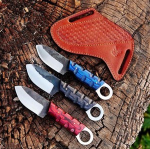 Lote de 3 Cuchillos Utilitarios de Hoja Fija de Grado Industrial Hechos a Mano, Acero 12c27, Mango de Madera Pakka, Espiga Completa, para Camping y Caza - Product Image 2