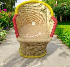 เก้าอี้หวายไม้ไผ่ธรรมชาติโบราณสีทองสีแดงสีเหลืองสำหรับนั่งในร่มและสวนกลางแจ้ง - Product Image 1