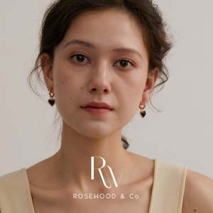 Orecchini Pendenti a Cuore Nero Intrecciati in Oro, Leggeri, con Pietra Nera, Anelli a Cerchio, Set di Gioielli alla Moda che non si ossidano - Product Image 6