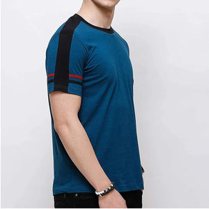 Camiseta de algodón informal Ringer con estampado Premium para hombre con cuello redondo, manga corta, tela de rizo Premium, camisetas teñidas lisas para hombre - Product Image 2