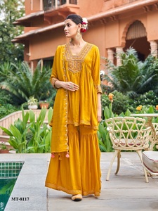 Latest Dhwaja Export Multi Color Heavy Embroidered Mas- Line Women's <b>Kurtis</b> Set with Dupatta <b>Indian</b> & Pakistani Clothing - Product Image 2