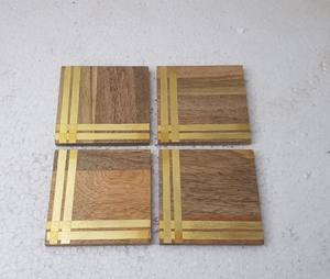 <b>Square</b> Mango Wood and Metal Cladded Table Mat and Coaster <b>Set</b> for Rustic and Elegant Dining Table Decor and Drinkware Protection - Product Image 5