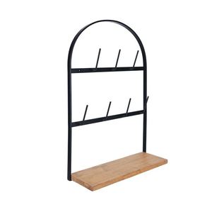 Natural black metal wood coffee mug holder stand for home kitchenware hotel tabletop kitchen counter made in india wholesale - Product Image 4