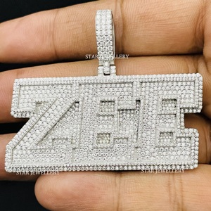 Colgante de letra personalizado de color Iced Out VVS Moissanite D, colgante de plata Hip Hop VVS Moissanite, colgante personalizado VVS Moissanite - Product Image 2