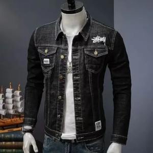 แจ็กเก็ตยีนส์สำหรับผู้ชายแจ็กเก็ตผ้าฝ้ายแบบ100% สำหรับผู้ชายแจ็กเก็ตผ้าฝ้ายแต่งลาย - Product Image 4