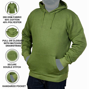 Meilleures ventes de sweats à capuche pour adultes de couleur verte, sweat-shirt à capuche en coton molletonné confortable - Product Image 3