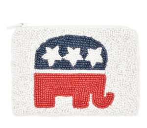 Monedero Pequeño con Cierre de Cremallera y Bordado de Bandera Patriótica para Mujer, Diseño Moderno con Patrones Personalizados - Product Image 4