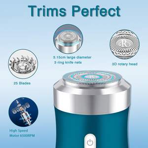 Afeitadora Eléctrica para Hombre, Mini Afeitadora Rotativa con Batería de Larga Duración, Triple Cuchilla, Resistente al Agua IPX7, Tamaño de Viaje para Casa, Auto y RV - Product Image 3