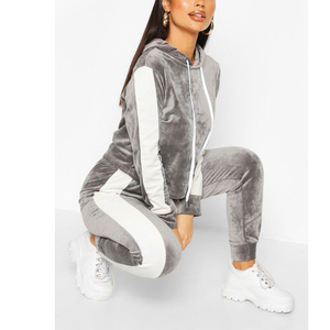 Conjunto de 2 piezas de chándal de terciopelo para mujer, sudaderas con cremallera de satén, chándal de terciopelo con capucha, Joggers para mujer - Product Image 3