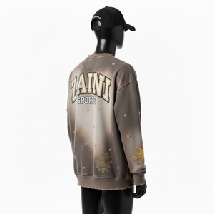 Sweat-shirt en molleton épais 350 GSM, dégradé de brun, broderie personnalisée, logo en strass, sweat-shirts basiques - Product Image 4