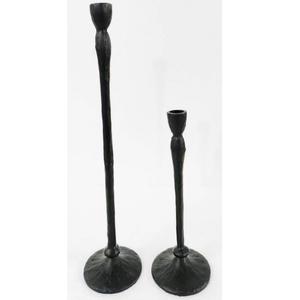 Bougeoir pilier noir martelé à base ronde de conception mince en métal d'aluminium moulé brut avec style moderne - Product Image 1