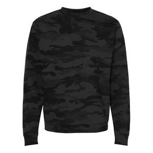 Sweatshirts à col rond personnalisés de qualité supérieure pour hommes, en molleton de 350 g, camouflage noir, manches longues - Product Image 1