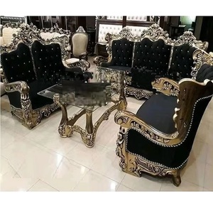 Juego de Sofás de Madera de Teca de Estilo Indio Maharaja Plateado de Lujo, Tamaño y Color Personalizados Profesionalmente, Muebles Duraderos para Sala de Estar - Product Image 1