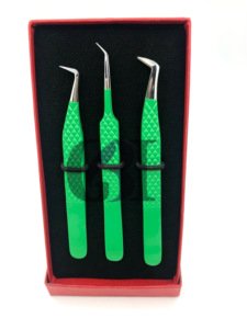 Nouveau Style 45 & 90 Degrés Céleri Poudre Revêtement En Acier Inoxydable Botte Volume Avec Fiber Pointe Extension De Cils Pince À Épiler Outil De Beauté - Product Image 3