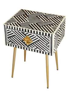 Mesita de noche contemporánea con incrustaciones de hueso CONTEMPORÁNEO tradición artesanal con incrustaciones de hueso y flores de la sala de estar India - Product Image 4