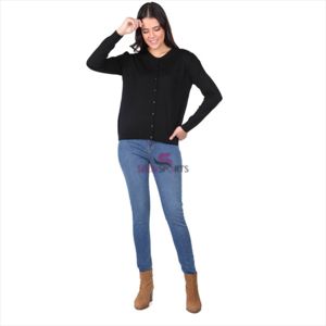 Black Buttoned Womens Knitwear <b>Cardigan</b> Full Customizable Sweaters for College Girls - Product Image 3
