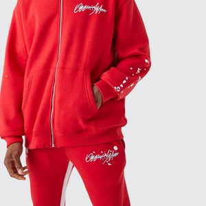 Vente en gros pas cher Survêtement évasé à fermeture éclair de haute qualité pour hommes/Survêtements à fermeture éclair pour hommes avec impression de logo personnalisé pour décontracté - Product Image 6