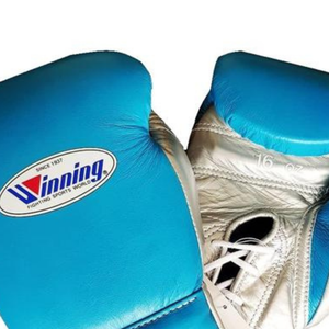 Gants de boxe à lacets Winning, bleu ciel argenté, cuir véritable de qualité supérieure, gants d'entraînement et de combat professionnels, 8oz 10oz 12oz 14oz 16oz - Product Image 5