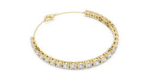 Bracelet de mariée en or jaune 14 carats avec diamant rond de laboratoire pour femmes, cadeau de mariage ou d'anniversaire de luxe certifié, élégant - Product Image 2