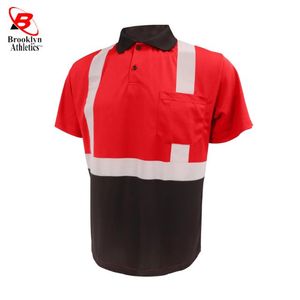 Respirant oeil d'oiseau tricot tissu matériel sécurité réfléchissant Polo haute visibilité haute visibilité travail sécurité t-shirt - Product Image 5
