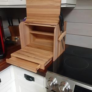 Caja de almacenamiento de pan de madera de acacia de 2 niveles más vendida, organizador de cocina para un almacenamiento eficiente de alimentos a precio económico - Product Image 6