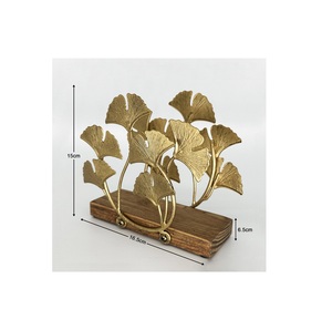 Offre Spéciale porte-serviettes en or couleur or feuilles style design rustique porte-serviettes en papier or Table métal porte-serviettes en tissu - Product Image 3