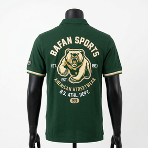 Camiseta polo premium de algodón 220 GSM para hombre, verde oscuro, con logotipo bordado, diseño personalizado, camisetas polo para hombre - Product Image 2