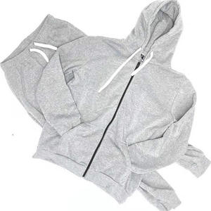 Sudadera con capucha de punto para hombre, traje de chándal de dos piezas de proveedor OEM de tela transpirable, traje de fitness personalizado informal para hombres - Product Image 2