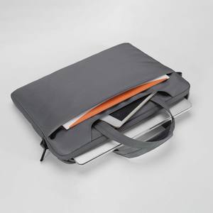 Porte-documents pour ordinateur portable en cuir véritable 16.1 "Système de transport en bandoulière gris 9658 Sac d'ordinateur de travail souple - Product Image 1