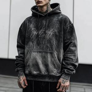 Personalización de la ropa de calle de los hombres Sudadera con capucha Logotipo personalizado 100% Algodón Cómodo Peso pesado Stone Wash Pullover Hoodie - Product Image 4