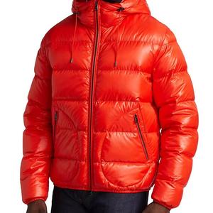 Chaqueta de Plumón para Hombre, Estilo Bomber, Corta, Gruesa, Brillante, con Capucha, para Invierno, Color Negro - Product Image 2