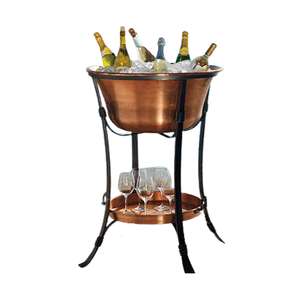 Copper <b>Water</b> Bottle And Ice Basket With Stand Finest Quality Ice Storage Bucket <b>For</b> Hotel Restaurant Use - Product Image 5