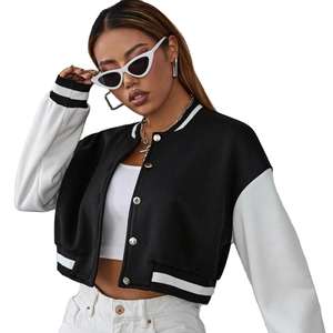Alta calidad último diseño mujeres Crop Top Letterman chaqueta transpirable de gran tamaño Crop Top Letterman chaqueta para mujer - Product Image 1