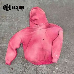 Nouvelle arrivée personnalisé 100% coton polaire tissu Vintage en détresse surdimensionné recadrée lavage à l'acide soleil délavé pull à capuche survêtement - Product Image 4