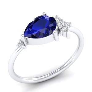 แหวนเพชรโมอิสซาไนต์ทองคำแท้ 14K ดีไซน์พิเศษจาก REYES ปรับแต่งได้ พร้อมพลอยไพลินสีน้ำเงิน เครื่องประดับชั้นดีสำหรับผู้หญิง - Product Image 2