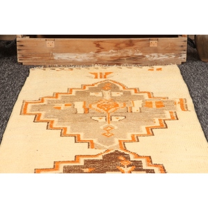 พรมตุรกีวินเทจ ขนาด 2.6x10.9 ฟุต พรมขนาดเล็ก สีน้ำตาลส้ม ลายเรขาคณิต - Product Image 2