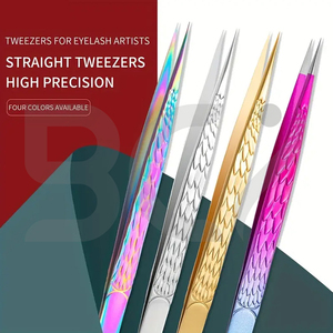 Stainless Steel Eyelash Extension Tweezers Hyperfine High Precision Straight Lash Eyebrow Grafted Tweezers Makeup Tools - Product Image 2