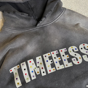 Sudadera con capucha de algodón 100% para hombre, sudadera personalizada 500 Gsm de gran tamaño con doble cremallera y hombros caídos, sudadera bordada sólida - Product Image 3