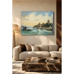 Impression sur toile d'aquarelle de voilières Fida devant la forteresse de Rumeli - Product Image 1