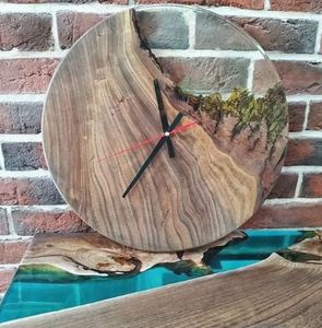 Recién llegado, último diseño, reloj decorativo de pared de madera de resina epoxi verde decorativo para el hogar y la decoración de la Oficina - Product Image 5