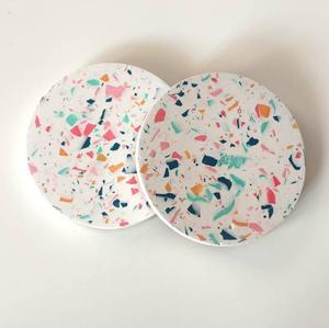 Dessous de verre en pierre naturelle Terrazzo de meilleure qualité Incrustation de résine Motif de marbre Dessous de verre en pierre absorbante Fabriqué en Inde - Product Image 2