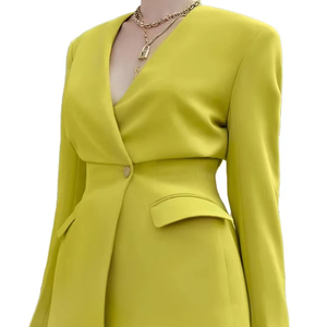 ชุดสูท2ชิ้นสำหรับผู้หญิงเบลเซอร์เอวสูงกางเกงขากว้างแฟชั่น2025 - Product Image 2