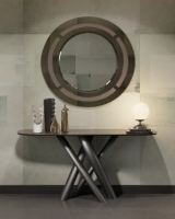 Table console en céramique de luxe moderne avec pieds en métal en forme de X, pour salon, entrée, couloir
