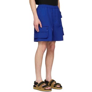Short de vêtements pour hommes surdimensionné uni de couleur bleue avec poches cargo Short de jogging d'été en coton polyester décontracté pour hommes à vendre - Product Image 2