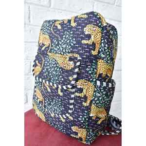 Sac à dos souple en coton imprimé léopard noir durable RAJASTHANI TEXTILE Bohomin, sac de voyage élégant à imprimé animal pour étudiants et collégiens - Product Image 4