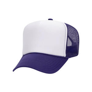 Casquette de baseball en maille unisexe personnalisée, style camionneur, violet et blanc, avec fermeture snapback, pour le cyclisme, vente en gros, ODM, usine de personnalisation en vrac - Product Image 1
