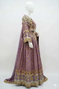 Longue robe maxi en lin rose pâle, style afghan Kuchi, broderie artisanale, vintage, ethnique, traditionnelle, tribale, robe de mariage formelle - Product Image 4